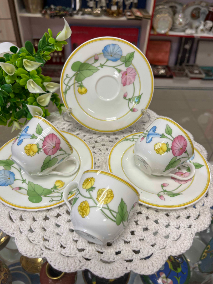 Кофейная пара Hutschenreuther Германия 100мл. Костяной фарфор с деколью. Винтаж. Цена за 1шт. Картинка 1